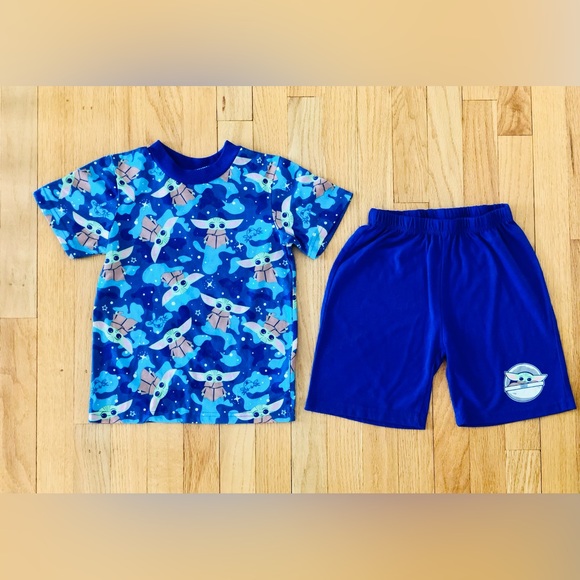 Star Wars Baby Yoda Grogu pajamas set & M&M t-shirt / shorts set 5T - Picture 2 of 8